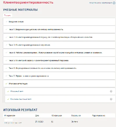 Customer focus. Competency test Synergy