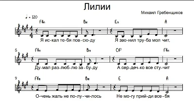 Mikhail Grebenshchikov - Lilies (vocal notes)