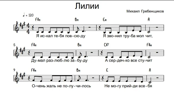 Mikhail Grebenshchikov - Lilies (vocal notes)