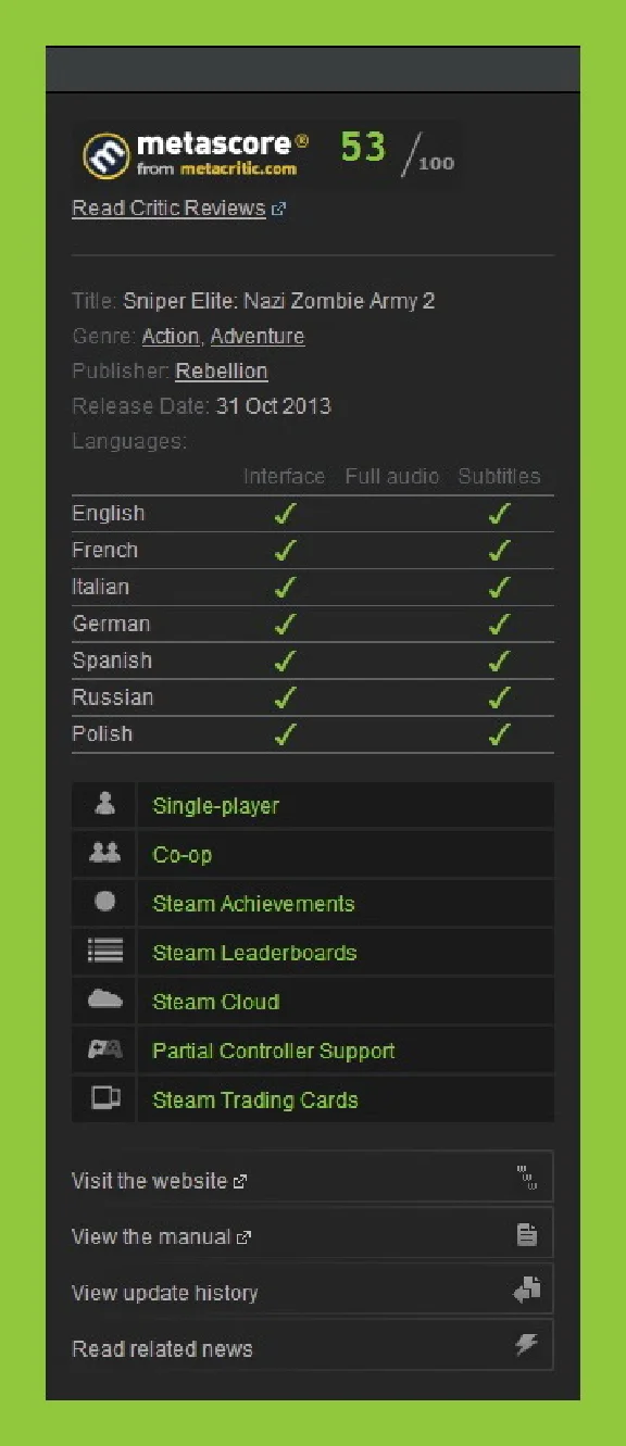 Sniper Elite: Nazi Zombie Army 2 (Steam Gift ROW)