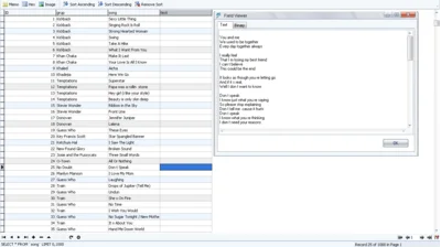 MySQL dump database of lyrics 152000 pieces.