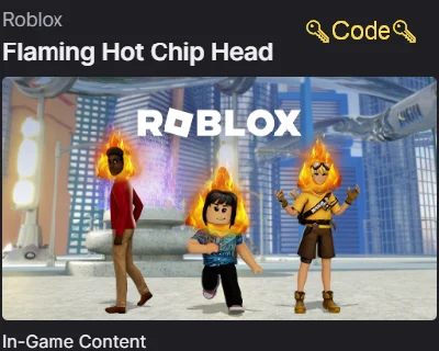 𝐍𝐄𝐖-Roblox🔑Flaming Hot Chip Head