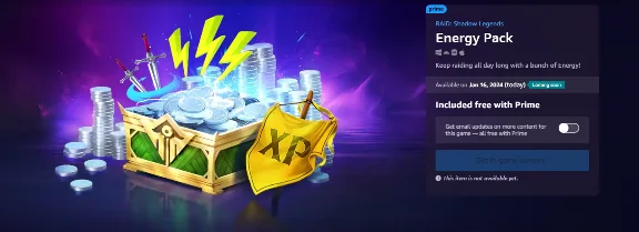 🔥RAID: Shadow💎Legends Energy Pack💎(Prime gaming)🔥