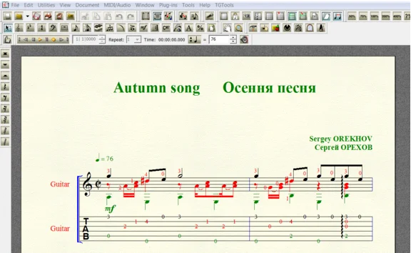 AUTUMN SONG by Orekhov for 6-string guitar