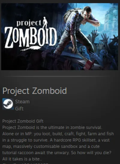 Project Zomboid STEAM GIFT GLOBAL ROW - REGION FREE