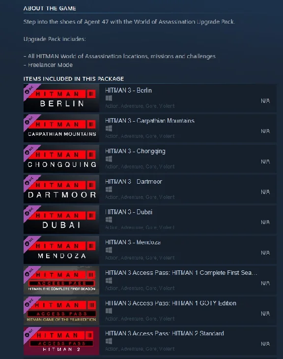 HITMAN World of Assassination Upgrade Pack Steam Gift