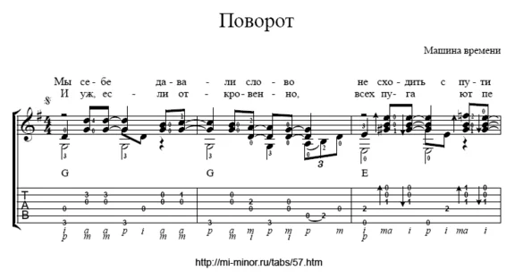 Turn ("Time Machine" band) - Tabs and notes for guitar