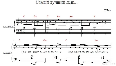 Самый лучший день ноты (ноты для аккордеона)