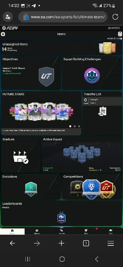FC24 account with open market on web app