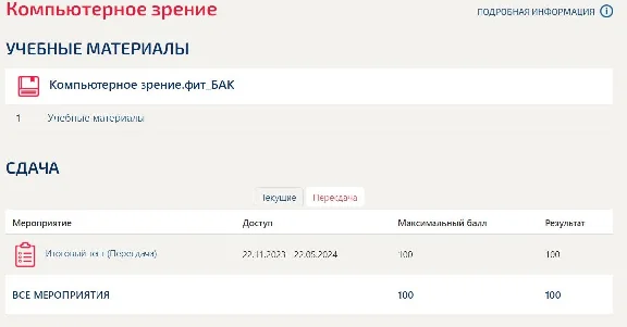 Компьютерное зрение ответы к тесту Синергия (Зачёт)