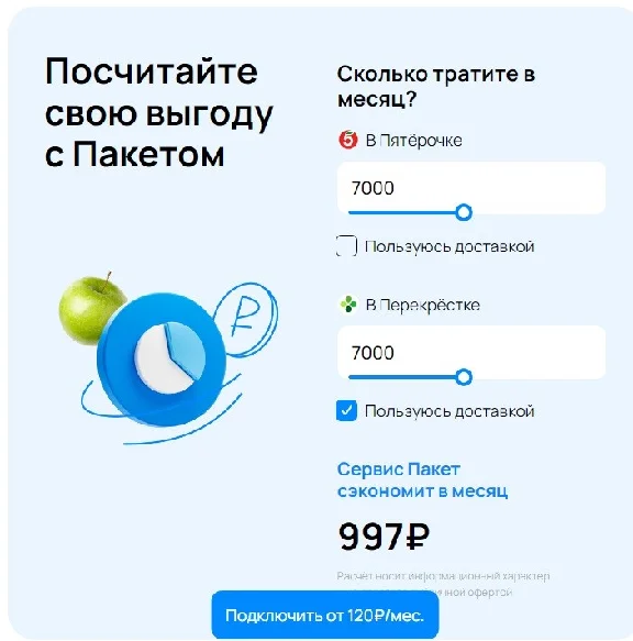 ✅ Subscription "Package" from "Pyaterochka" and "Perekr