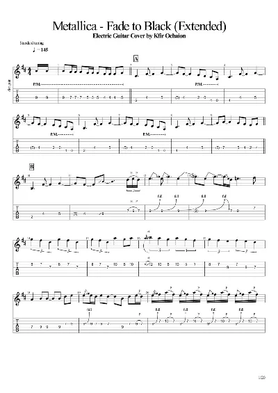 Tabs Kfir Ochaion - Metallica - Fade to Black Extended
