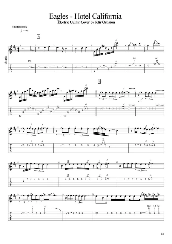 Tabs Kfir Ochaion - Eagles - Hotel California