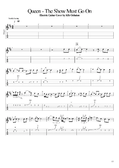 Табы Kfir Ochaion - Queen - The Show Must Go On