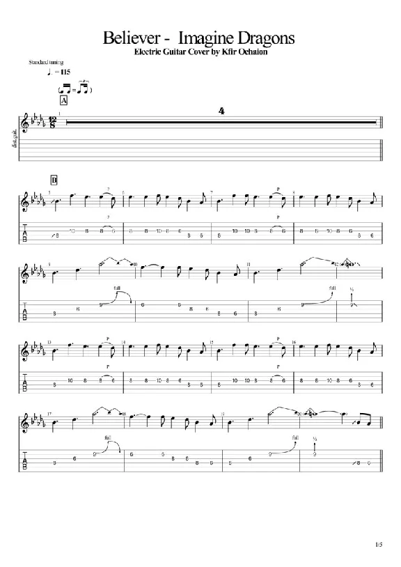 Tabs Kfir Ochaion - Imagine Dragons - Believer