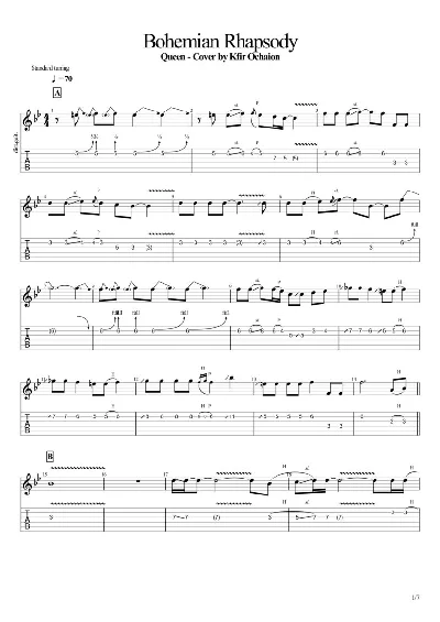 Табы Kfir Ochaion - Queen - Bohemian Rhapsody -Electric