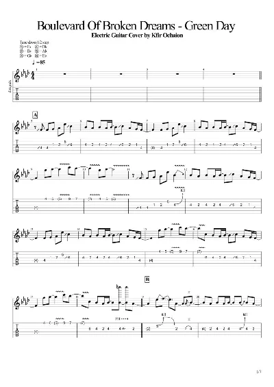 Tabs Kfir Ochaion GreenDay - Boulevard Of Broken Dreams