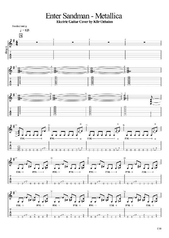 Tabs Kfir Ochaion - Metallica - Enter Sandman