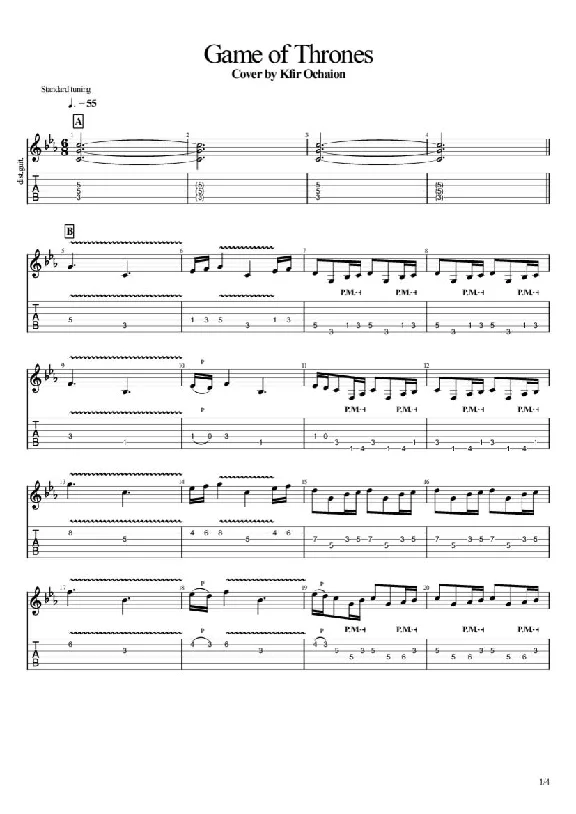 Tabs Game of Thrones - Guitar Cover by Kfir Ochaion