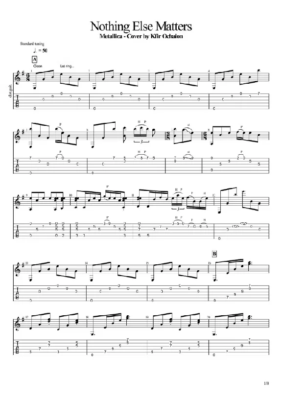 Tabs Kfir Ochaion - Nothing Else Matters - Metallica