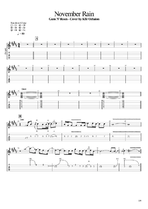 Guns N´ Roses - November Rain - Cover by Kfir Ochaion