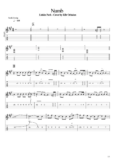 Tabs Kfir Ochaion - Linkin Park - Numb -Electric Guitar