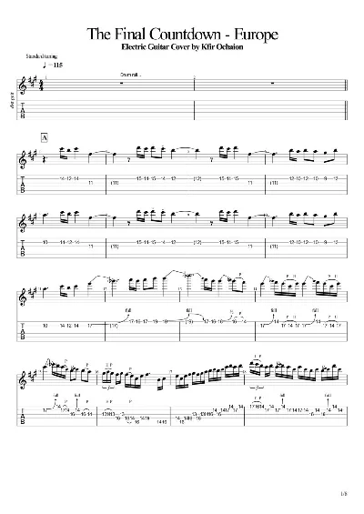 Табы Kfir Ochaion - Europe - The Final Countdown