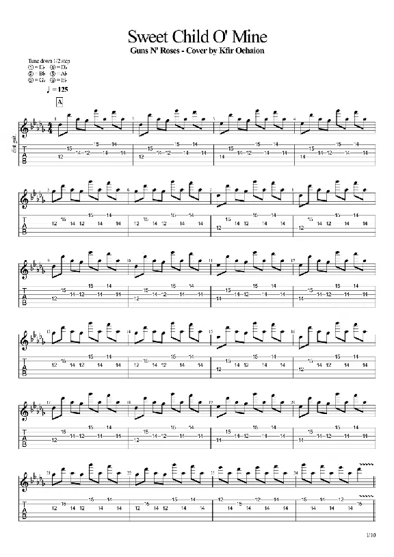 Tabs Kfir Ochaion - Guns N´ Roses - Sweet Child O´ Mine