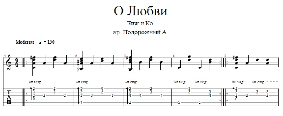 Чиж и Ко - О любви Аранжировка для одной гитары