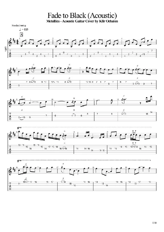 Tabs Kfir Ochaion - Metallica - Fade to Black - Acoust