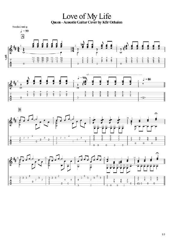 Queen - Love of My Life - Acoustic - by Kfir Ochaion