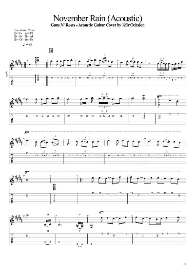 Tabs Kfir Ochaion - Guns N´ Roses - November Rain