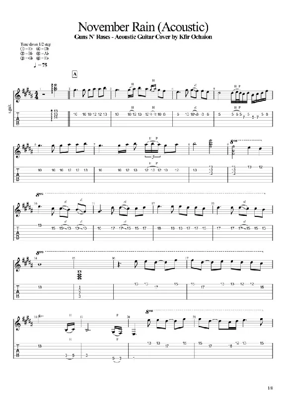 Tabs Kfir Ochaion - Guns N´ Roses - November Rain