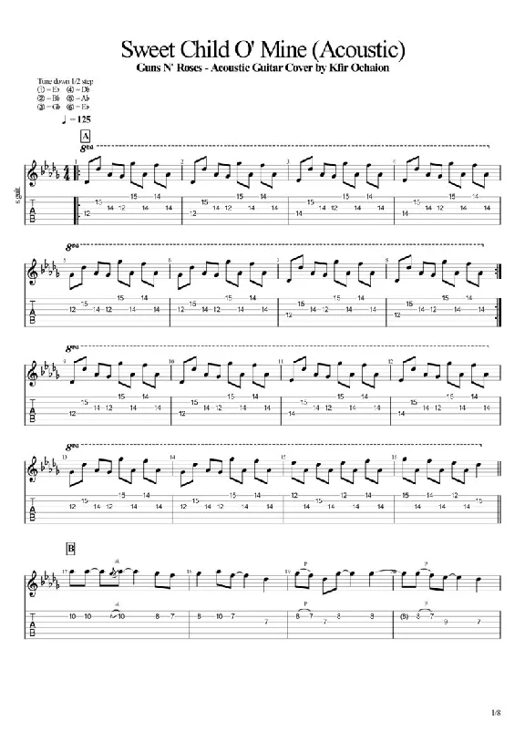 Tabs Kfir_ Sweet Child O´Mine(Acoustic) - Guns N´ Roses