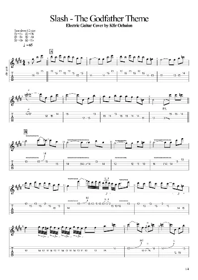 Табы Kfir_Slash - The Godfather Theme - Nino Rota