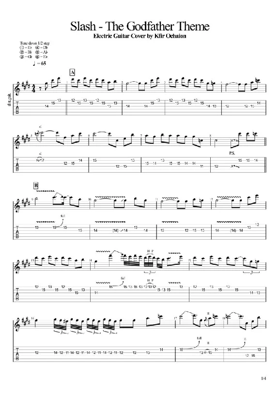 Табы Kfir_Slash - The Godfather Theme - Nino Rota