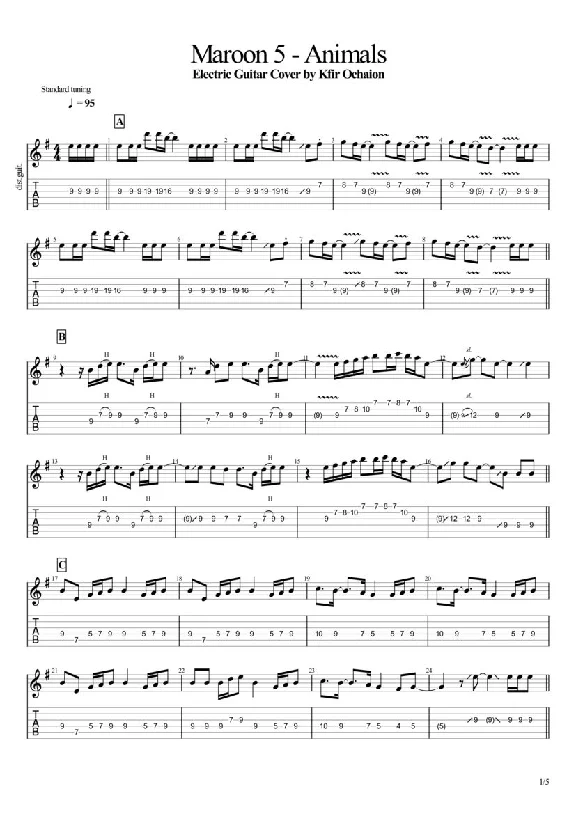 Tabs Kfir_Animals - Maroon 5