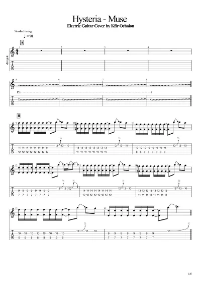 Tabs Kfir Ochaion - Muse - Hysteria - Electric Guitar