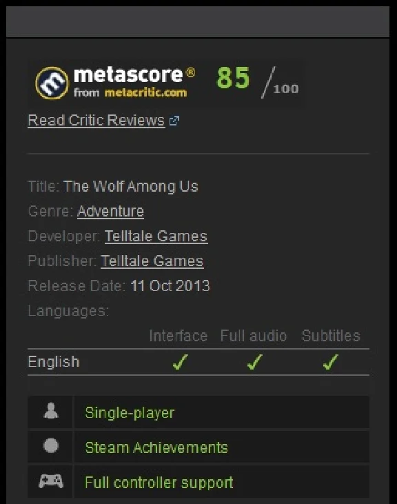The Wolf Among Us (Steam Gift  REGION FREE)