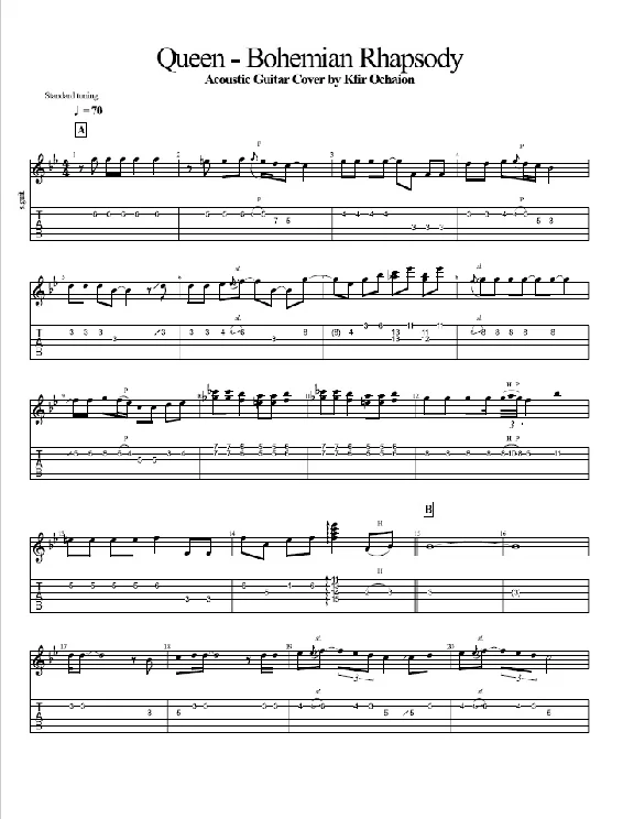 Tabs Kfir Ochaion - Queen - Bohemian Rhapsody - Acoust