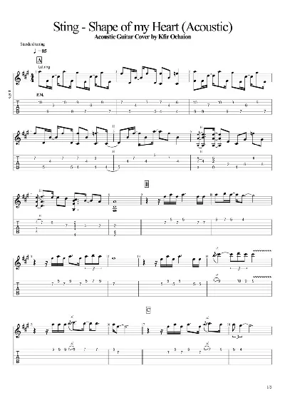 Tabs Kfir Ochaion - Sting - Shape of My Heart -Acoustic