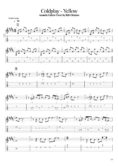 Tasb Kfir Ochaion - Coldplay - Yellow - Acoustic Cover