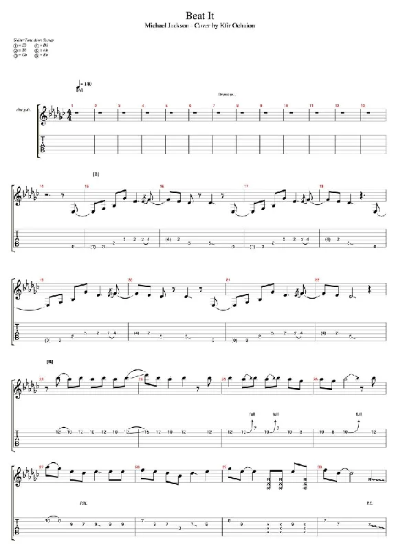 Tabs Kfir Ochaion - Michael Jackson - Beat It - Metal