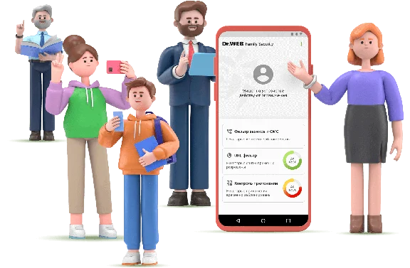Dr.Web Family Security: 1 main and 5 dependent devices