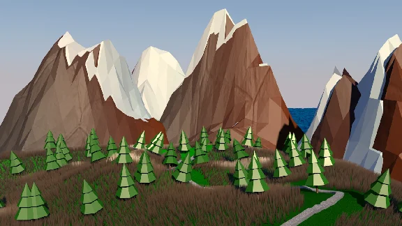 3D Model of low-polygonal landscape