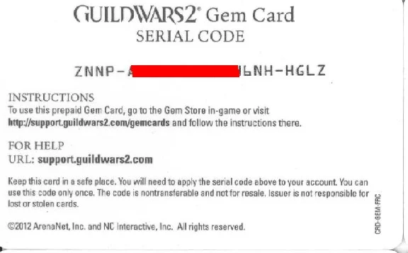 Guild Wars 2 Gem Card 2000 (SCAN / SCAN) + DISCOUNTS
