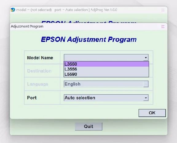 EPSON AdjProg Reset L3550 L3556 L5590