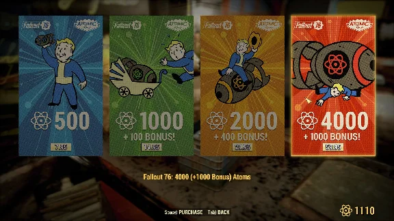 ☢️FALLOUT 76: ATOMS (500-12000) FALLOUT 1ST🚀PC/XBOX