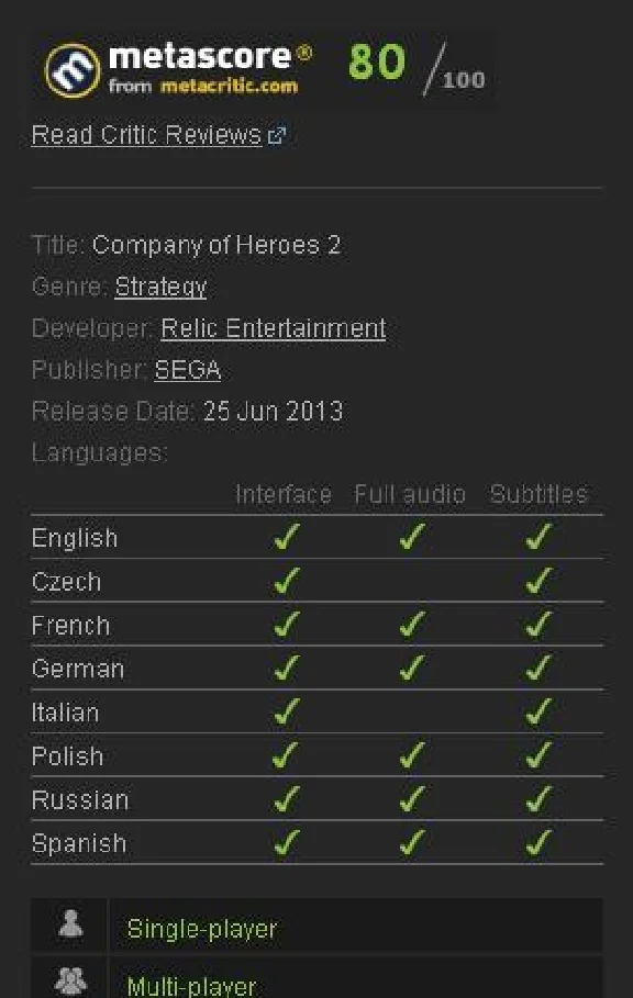 Company of Heroes 2 (Steam Gift / Region Free)
