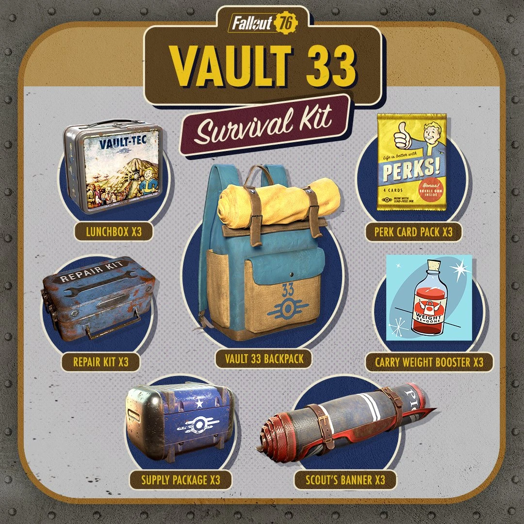 🟥 Fallout 76 🟥Vault 33 Survival Kit 🟥 PC 🟥